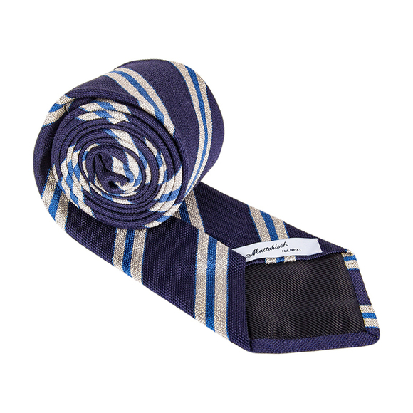 MATTABISH BLUE & GRAY STRIPED TIE | MENS - Picture 4 of 4